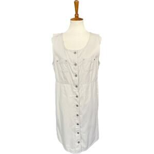 Vintage 90s Sonoma Button Up Denim Cotton Dress Cottagecore Coastal Size Medium